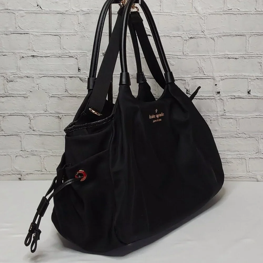 KATE SPADE 'KOĹI' TOTE LEATHER TRIM DELUXE DIAPER BAG UNISEX EMBOSSED HARDWARE